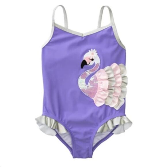 Flapdoodle Flamingo Applique One Piece UPF 50+ Swimsuit 🩱 New 🩱 Size 2T - Picture 9 of 9